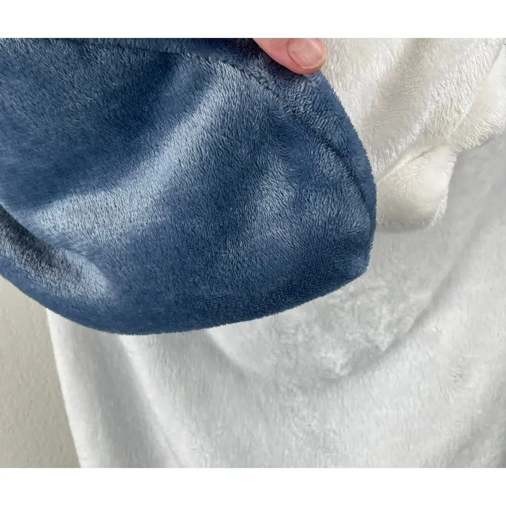 Kids Hooded Shark Blanket One Piece Soft Fleece Sleeping Bag Gray Large
